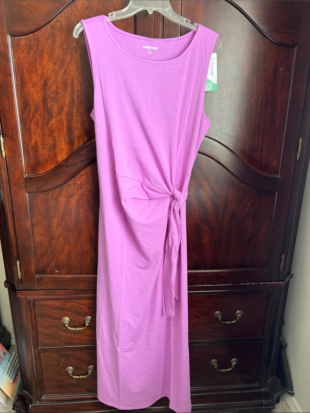 NEW Lands’ End Women's Cotton Modal Sleeveless Tie Waist Maxi Dress Large 14-16
